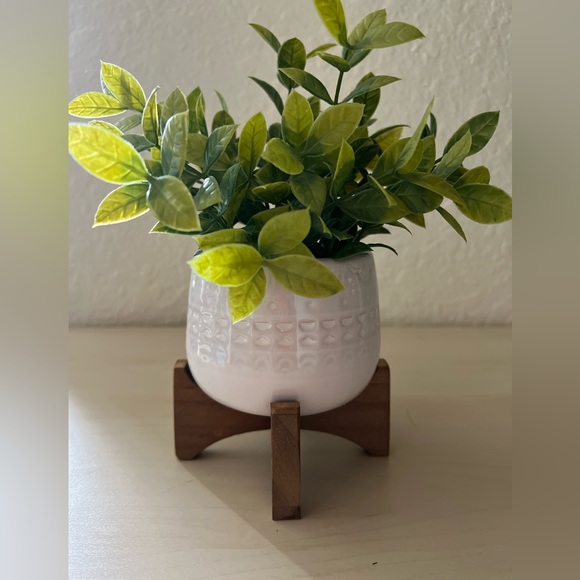 SET OF 2 PLANTERS | WITH WOOD STAND | - Picture 2 of 4